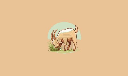 sheep eat grass vector illustration mascot design