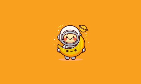 astronaut on moon vector mascot design