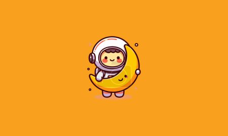astronauta en la luna vector mascota diseño