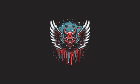 scary devil with big wings vector artwork design
