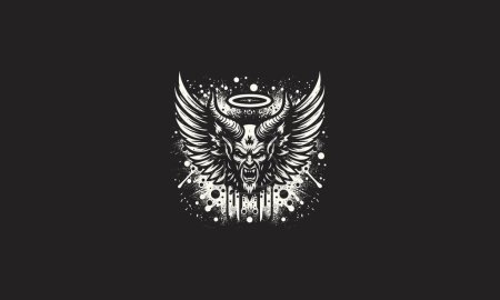 Ilustración de Aterrador diablo con alas grandes vector diseño de obras de arte - Imagen libre de derechos