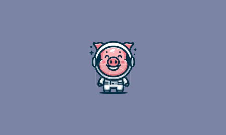 porcs portant uniforme astronaute vecteur mascotte design