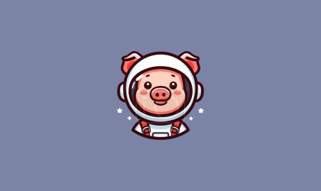 pig wearing uniform astronaut vector mascot design