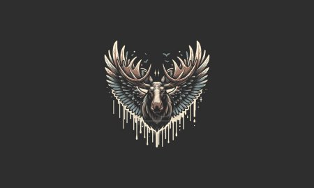 Illustration for Moose with big wings background splash vector artwork design - Royalty Free Image