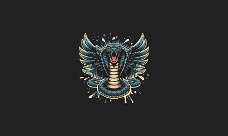 king cobra angry with wings vector artwork design