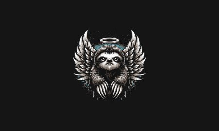Ilustración de Pereza con alas enojado vector mascota diseño - Imagen libre de derechos