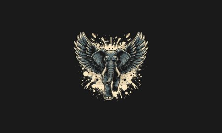 elephant angry with big wings vector artwork design