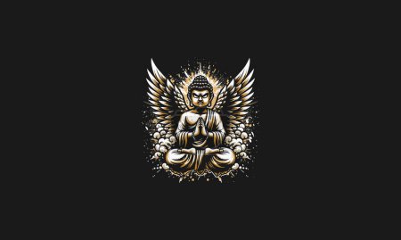 Ilustración de Buddha con alas salpicadura fondo vector diseño de obras de arte - Imagen libre de derechos