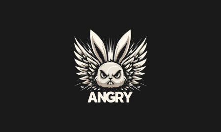 conejo enojado con alas vector diseño de obras de arte