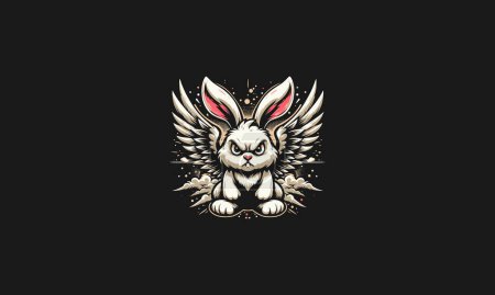 conejo enojado con alas vector diseño de obras de arte