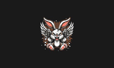 rabbit angry with wings vector artwork design