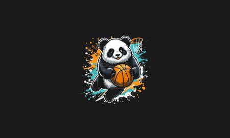 panda tenir panier boule vecteur illustration illustration illustration design