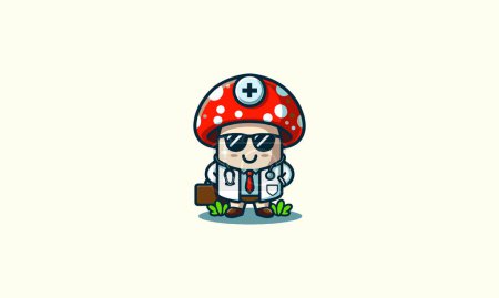Charakter Pilz trägt einheitliche Arzt Vektor Maskottchen-Design