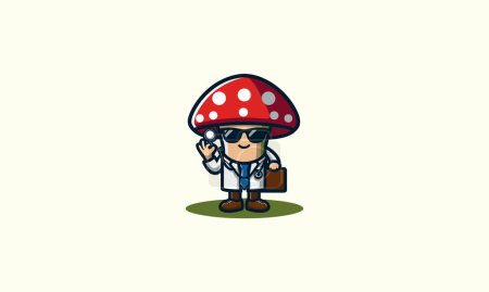character mushroom wearing uniform doctor vector mascot design