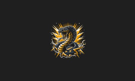 king cobra angry with splash background vector artwork design