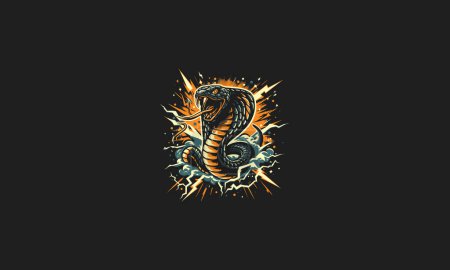 king cobra angry with splash background vector artwork design
