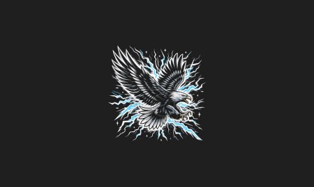 eagle flying attack with lightning vector artwork design