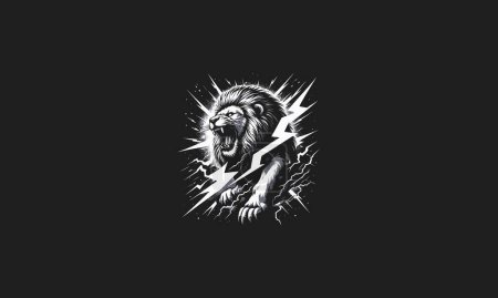 lion roar and lightning vector artwork design