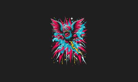 Illustration for Demon with wings lightning vector artwork design - Royalty Free Image
