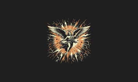 Engel fliegen mit Blitz-Vektor-Artwork-Design