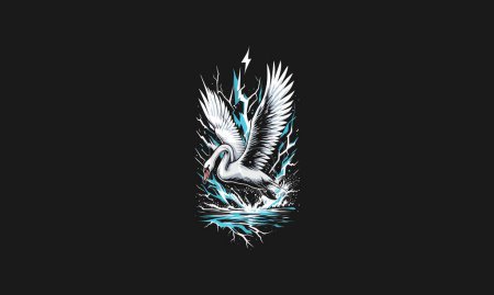 swan with lightning vector illustration artwork design