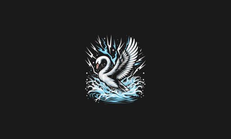 swan with lightning vector illustration artwork design