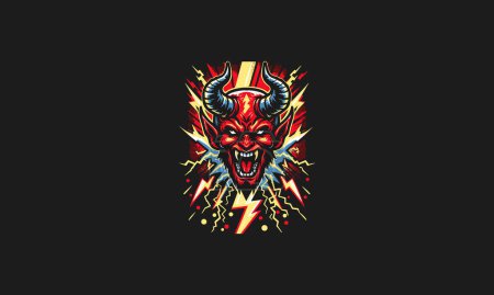 Illustration for Devil angry with lightning background vector artwork design - Royalty Free Image
