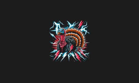 turkey with lightning background vector artwork design