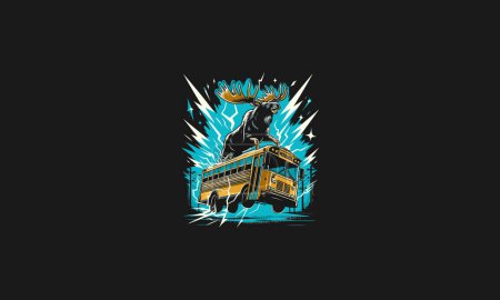 moose angry riding train vector illustration artwork design