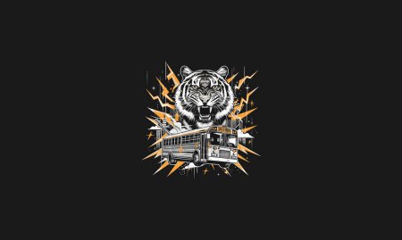 tiger roar riding bus vector artwork design