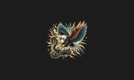 Illustration for Eagle fight with cobra vector artwork design - Royalty Free Image