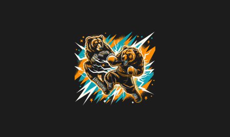 bear fight angry vector illustration artwork design