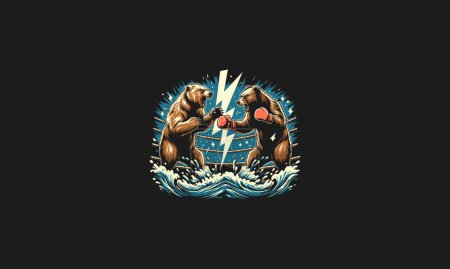 Illustration for Bear fight angry vector illustration artwork design - Royalty Free Image