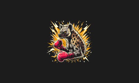 hyena angry wearing glove boxing vector artwork design