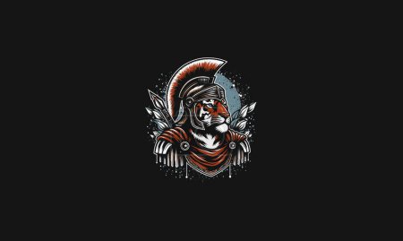 Illustration for Tiger wearing uniform spartan vector artwork design - Royalty Free Image