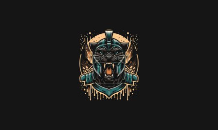 panther roar wearing uniform spartan vector artwork design