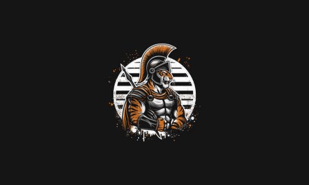 Illustration for Tiger wearing uniform spartan vector artwork design - Royalty Free Image