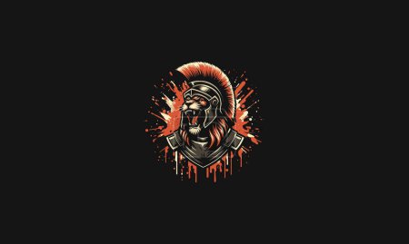 lion roar wearing spartan vector artwork design