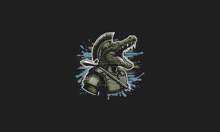Illustration for Crocodile wearing spartan uniform vector artwork design - Royalty Free Image