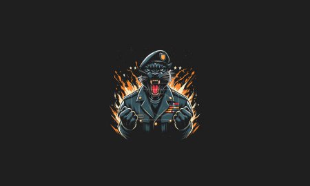 Illustration for Panther roar wearing uniform army vector artwork design - Royalty Free Image