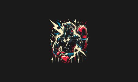 Ilustración de Pantera enojado boxeo rayo vector diseño de obras de arte - Imagen libre de derechos