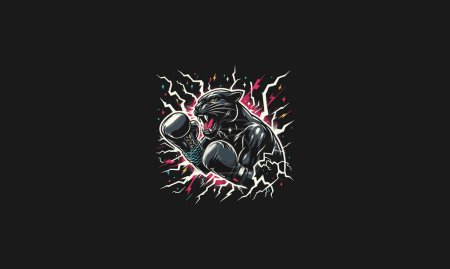 panther angry boxing lightning vector artwork design