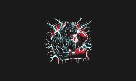 panther angry boxing lightning vector artwork design