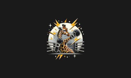 giraffe boxing with background lightning vector artwork design
