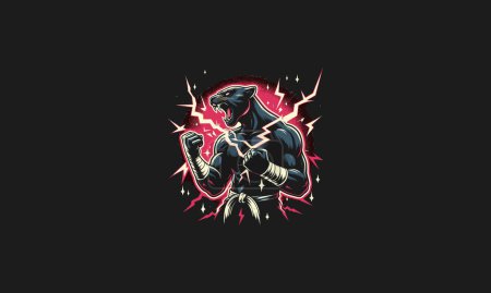panther roar karate vector illustration artwork design