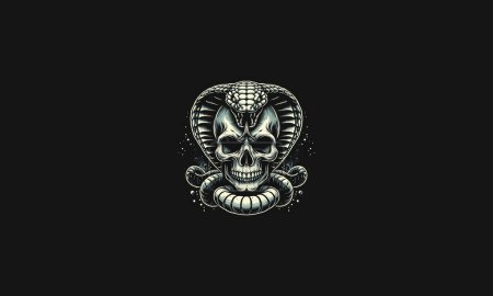 head skull with cobra vector illustration artwork design