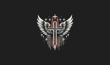 cross with wings vector illustration artwork design
