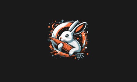 Illustration for Rabbit eat carrot vector artwork design - Royalty Free Image