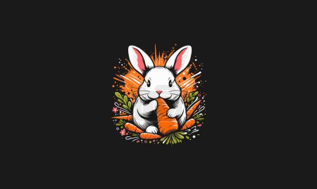 lapin manger carotte vecteur illustration design