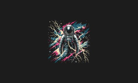 astronaut on galaxy vector artwork design